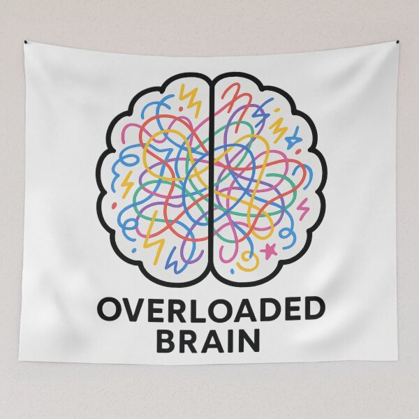 Item preview, Overloaded Brain – Stress and Mental Overload Illustration designed and sold by LoomisDreams.