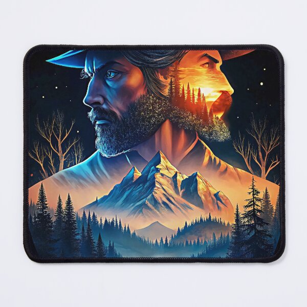 Item preview, Mysterious Cowboy Landscape Sunset Mountain Forest Adventure designed and sold by Rostislav Bouda.
