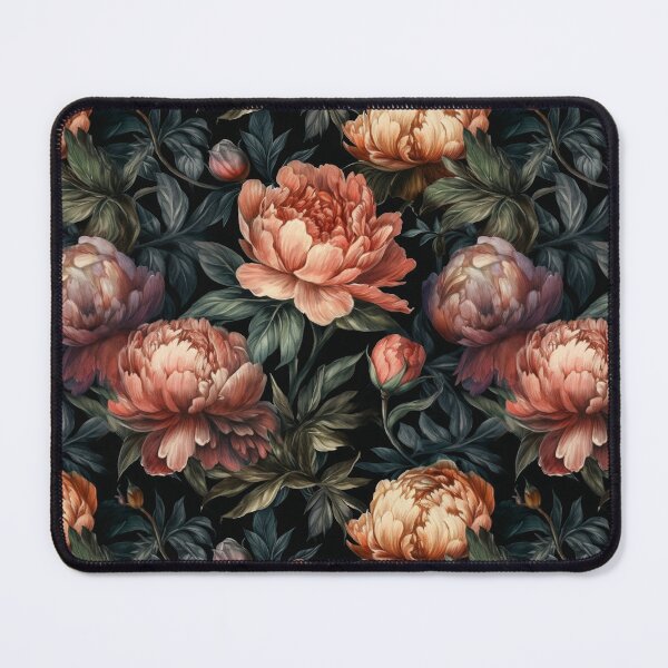 Item preview, Dusky Peonies – Moody Vintage Floral on Black designed and sold by PietyandDesire.