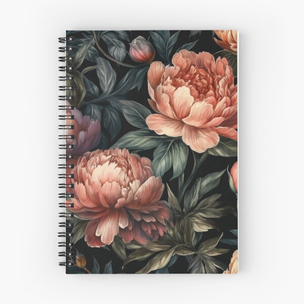 Item preview, Dusky Peonies – Moody Vintage Floral on Black designed and sold by PietyandDesire.