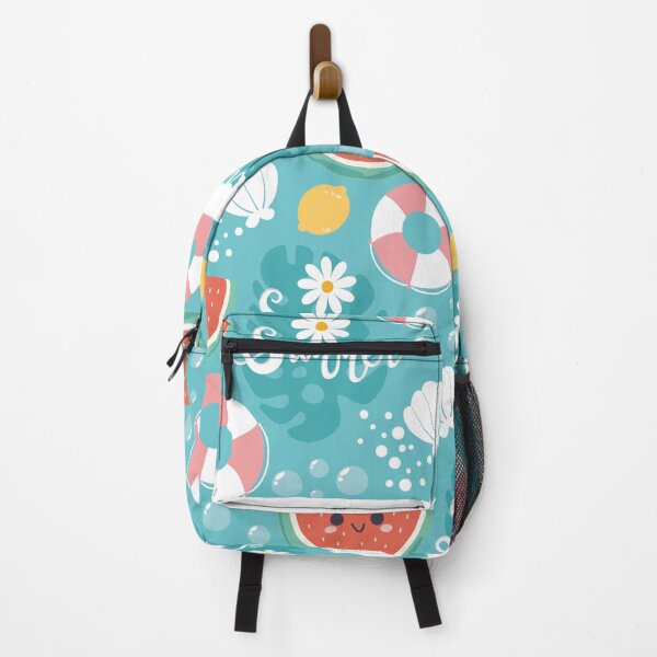 Item preview, Stylized Watermelon, Lifebuoy & Lemon Pattern on Blue Background designed and sold by Jamildesign.