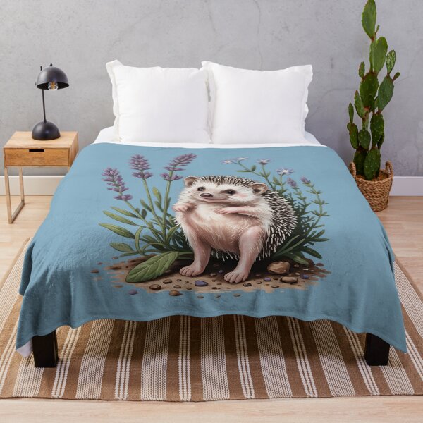 Item preview, Cute Hedgehog with Lavender and Blue Wildflowers designed and sold by BirdsnStuff.