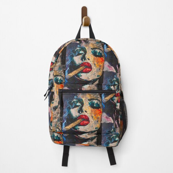 Item preview, Light It Up - Bold Woman Smoking Cigar with Expressive Colors and Fiery Energy designed and sold by OlfactoART Studio.