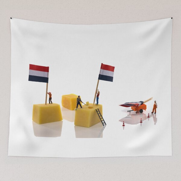 Item preview, little people putting flags on dutch cheese designed and sold by Por_photos.