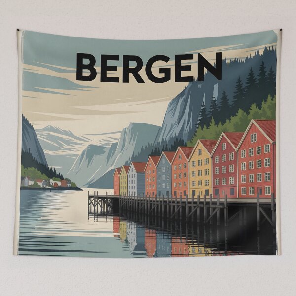 Item preview, Bergen: Classic European Travel Poster designed and sold by LSVart.