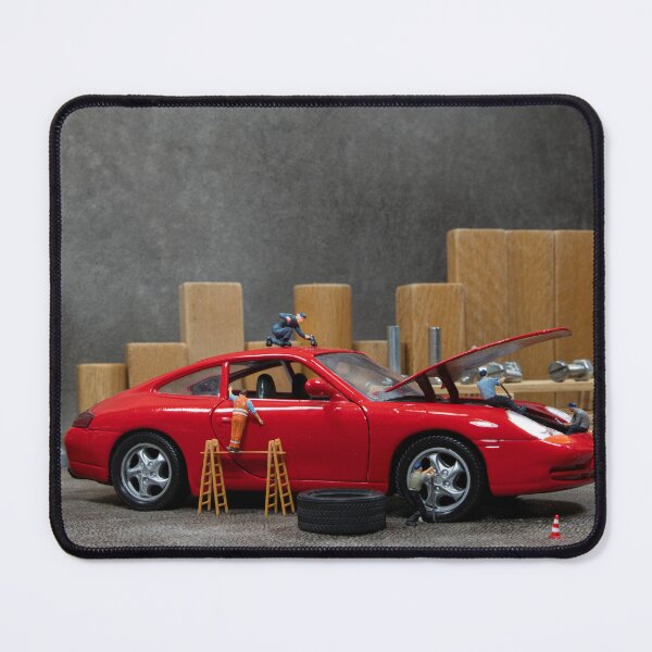 Item preview, little world car garage man busy with reparing cars designed and sold by Por_photos.