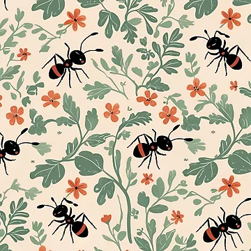 Artwork thumbnail, Cottage Core Insect Pattern by PatronesKawai