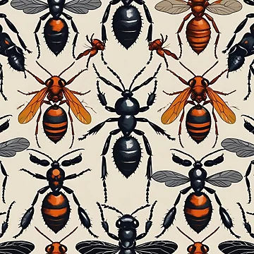 Artwork thumbnail, Cottage Core Insect Pattern by PatronesKawai