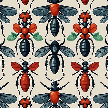 Artwork thumbnail, Cottage Core Insect Pattern by PatronesKawai