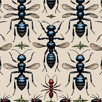 Artwork thumbnail, Cottage Core Insect Pattern by PatronesKawai