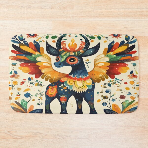Item preview, Fantasy creature alebrije cute vibrant colors and flowers kawaii eyes winged bull designed and sold by Mexa-Artists.