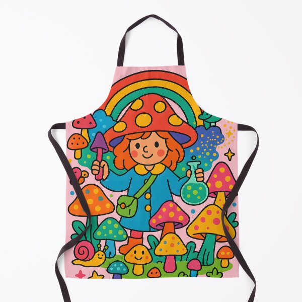 Item preview, Whimsical Mushroom Witch In Happycore Kidcore Rainbow Flat designed and sold by shockSpot.