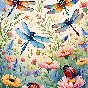 Artwork thumbnail, Cottage Core Insect Pattern by PatronesKawai