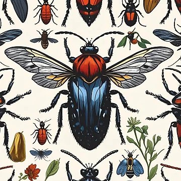 Artwork thumbnail, Cottage Core Insect Pattern by PatronesKawai