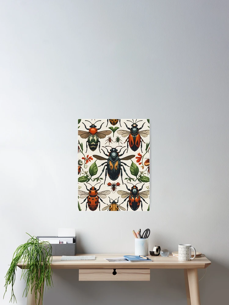Thumbnail 2 of 3, Poster, Cottage Core Insect Pattern designed and sold by PatronesKawai.