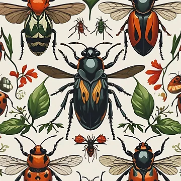 Artwork thumbnail, Cottage Core Insect Pattern by PatronesKawai
