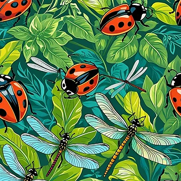 Artwork thumbnail, Cottage Core Insect Pattern by PatronesKawai