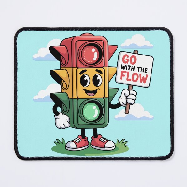 Item preview, Funny Traffic Lights Holding "Go With The FLOW" Sign designed and sold by YourSocialBae.
