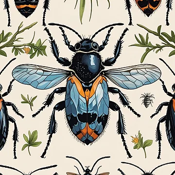 Artwork thumbnail, Cottage Core Insect Pattern by PatronesKawai