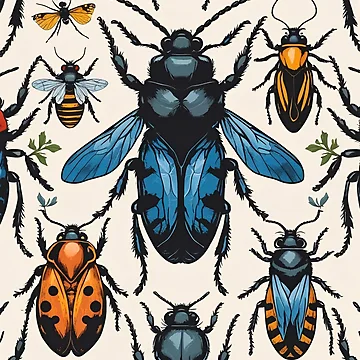 Artwork thumbnail, Cottage Core Insect Pattern by PatronesKawai