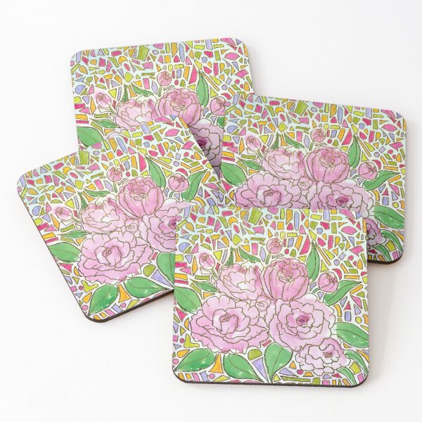 Item preview, Pink Peonies and Geometric Garden” designed and sold by TheWorstedGrey.