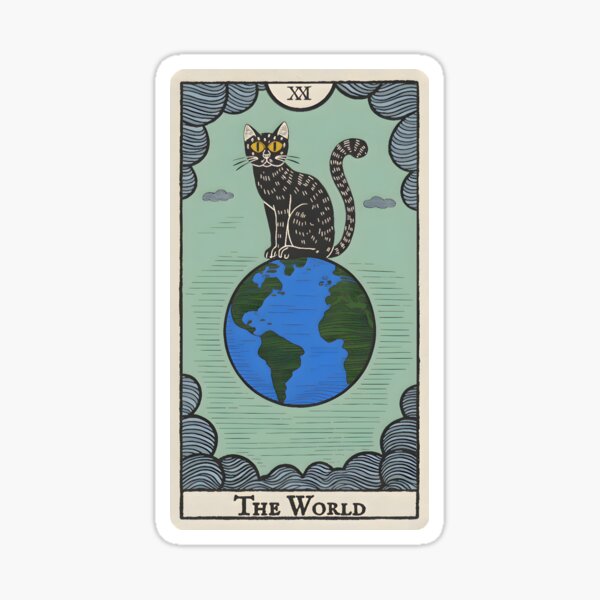 Artikel-Vorschau von Die Welt Vintage Cat Tarotkarte, designt und verkauft von TheOldMitten.