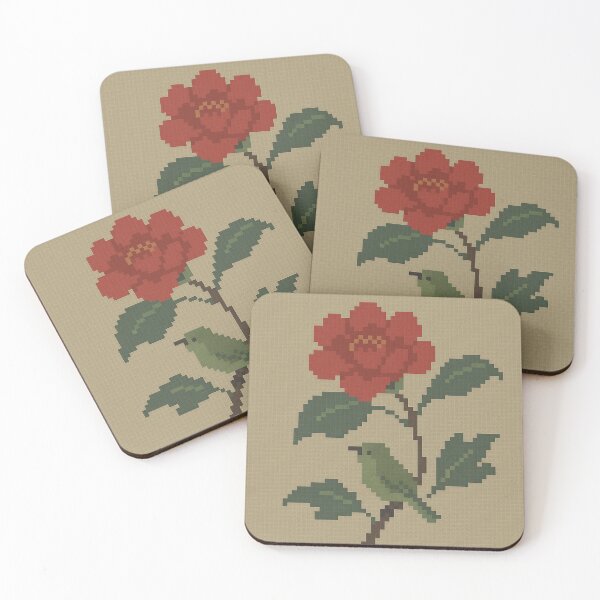 Item preview, Pixel Camellia and Green Warbler designed and sold by Planthem.