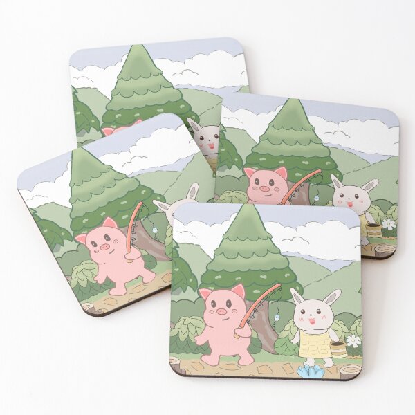 Item preview, Cute Pig and Bunny Forest Walk designed and sold by shanzan-arts.