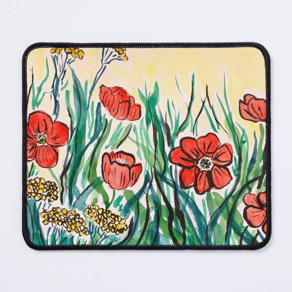 Item preview, Field of Poppies and Yarrow — Vibrant Floral Watercolor designed and sold by TheWorstedGrey.