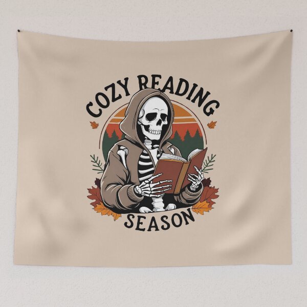 Item preview, Cozy Reading Season – Skeleton Autumn Book Lover  designed and sold by NerdyRunner.