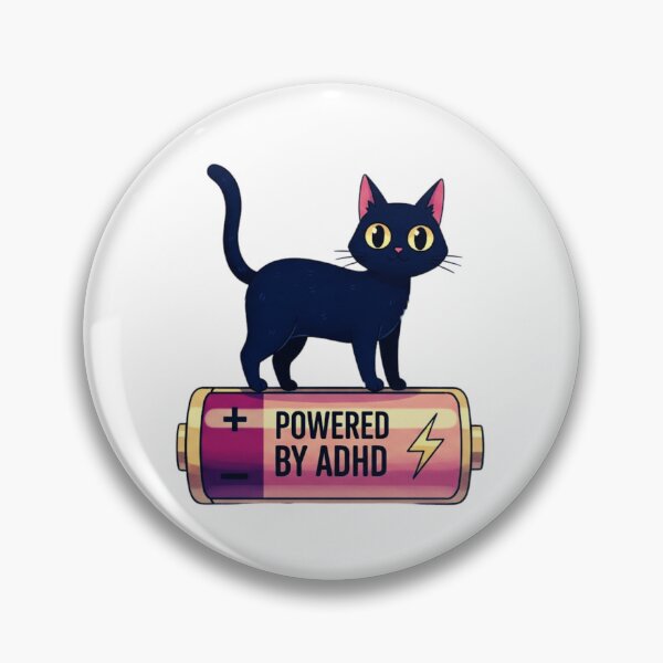 Item preview, Powered By ADHD Cat Pink designed and sold by MotivaChic.