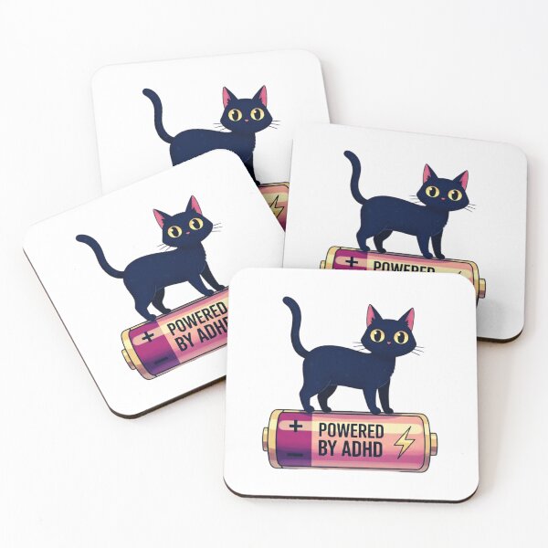 Item preview, Powered By ADHD Cat Pink designed and sold by MotivaChic.