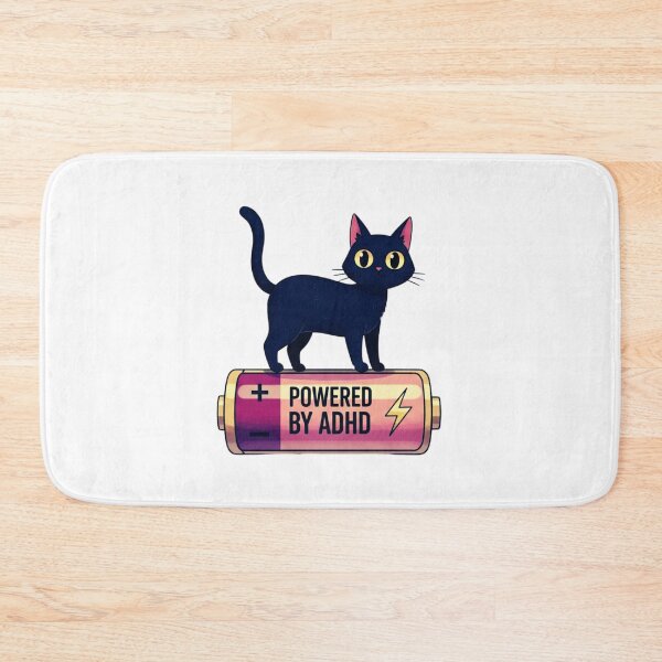 Item preview, Powered By ADHD Cat Pink designed and sold by MotivaChic.