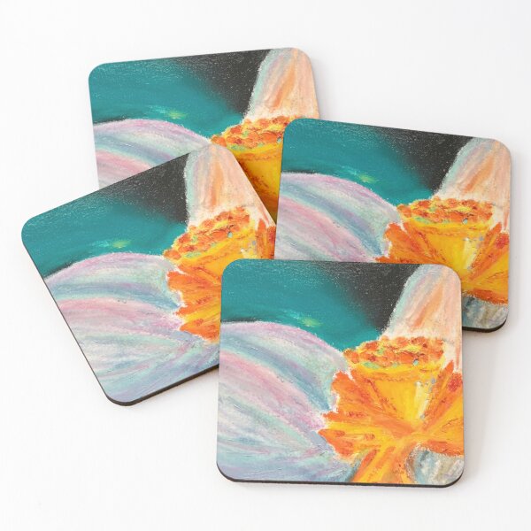 Item preview, Radiant Bloom – Bold Orange and Lavender Oil Pastel Flower designed and sold by TheWorstedGrey.