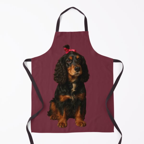 Item preview, Portrait of a Black and Tan Dog with a Red Bow on Black Background designed and sold by LoomisDreams.