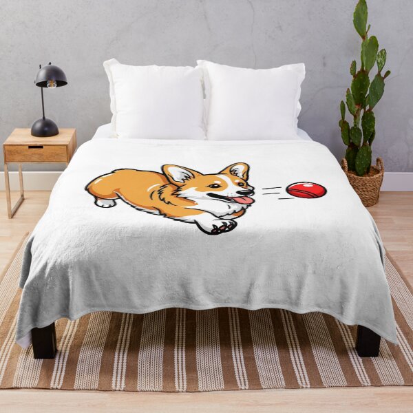 Item preview, Lively Corgi Chasing Ball in Warm Golden Tones designed and sold by zoughlal.