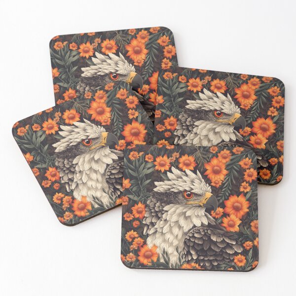 Item preview, Detailed design of a Harpy Eagle Surrounded by Orange Flowers. designed and sold by HEMRO.