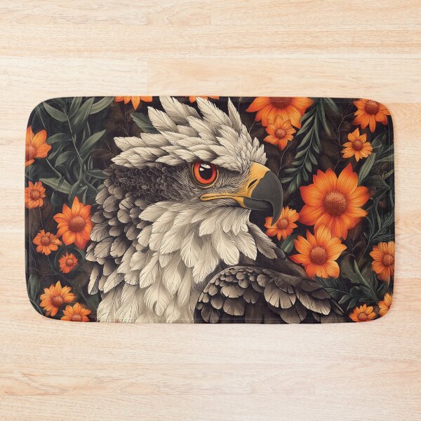 Item preview, Detailed design of a Harpy Eagle Surrounded by Orange Flowers. designed and sold by HEMRO.