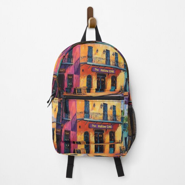 Item preview, Step Into The Hollow Oak Bar - A Colorful Slice of New Orleans Street Life Abstract Digital AI Art designed and sold by OlfactoART Studio.