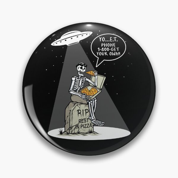 Item preview, ALIEN TRYING TO STEAL PIZZA FROM SKELETON designed and sold by FlutteringWings.