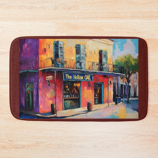 Artikelvorschau, Abendlicher Puls in der Hollow OAK Bar – Lebendige Straßenszene von New Orleans, die den energiegeladenen Geist und die künstlerische Seele der Stadt einfängt entworfen und verkauft von OlfactoART Studio.