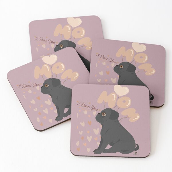 Item preview, Pug love for mom – heart balloons & “I Love You” designed and sold by MitMopsundHerz Rosinchens_Welt.