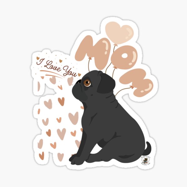 Item preview, Pug love for mom – heart balloons & “I Love You” designed and sold by MitMopsundHerz Rosinchens_Welt.