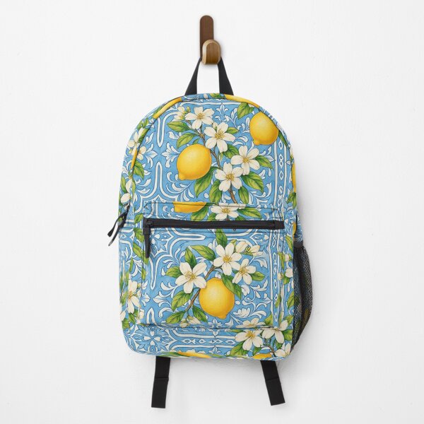 Item preview, Amalfi Lemon Tiles Pattern Light Blue designed and sold by PG Illustration.
