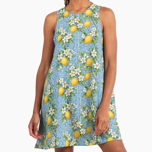 Beautiful Lemon Pattern Blue and Yellow" A-Line Dress for Sale by GabriellaParadi | Redbubble Beautiful Lemon Pattern Blue and Yellow" A-Line Dress for Sale by GabriellaParadi | Redbubble