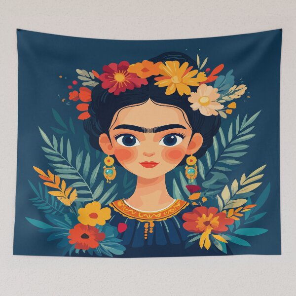 Item preview, Frida Artistic Portrait: Vibrant Flower Crown in Mexican Culture Inspired Digital Illustration with Tropical Leaves and Surreal Art Elements	 designed and sold by Mexa-Artists.