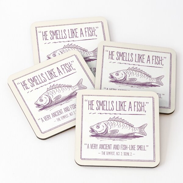 Item preview, “He Smells Like a Fish” – Funny Shakespeare Quote from The Tempest designed and sold by theatrefinery.