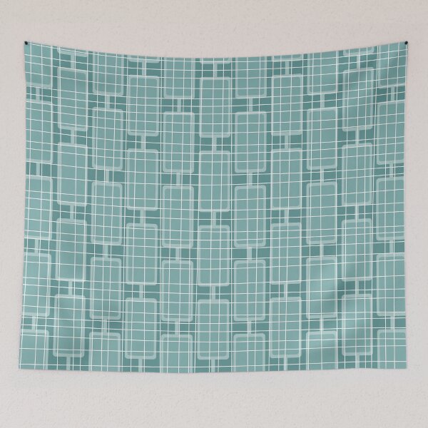 Item preview, Mid Century Modern Woven Link Pattern in Teal designed and sold by kierkegaard.