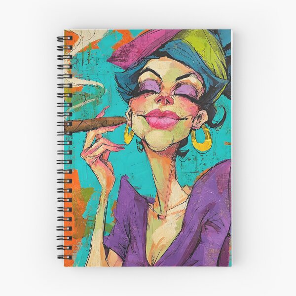 Item preview, Cigar Glow - Bold Cartoon Woman in Vivid Colors Exudes Cool Confidence designed and sold by OlfactoART Studio.