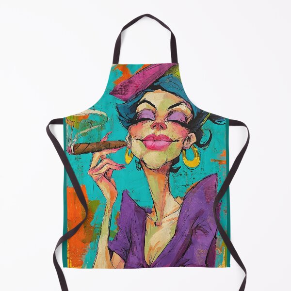 Item preview, Cigar Glow - Bold Cartoon Woman in Vivid Colors Exudes Cool Confidence designed and sold by OlfactoART Studio.
